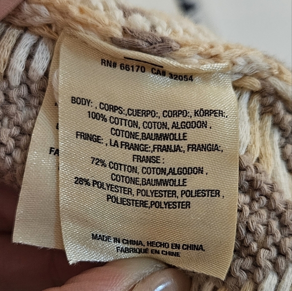 Anthropologie Calipatria Poncho by Moth with Fringe Detail Neutral Tan Cream EUC - Picture 4 of 9